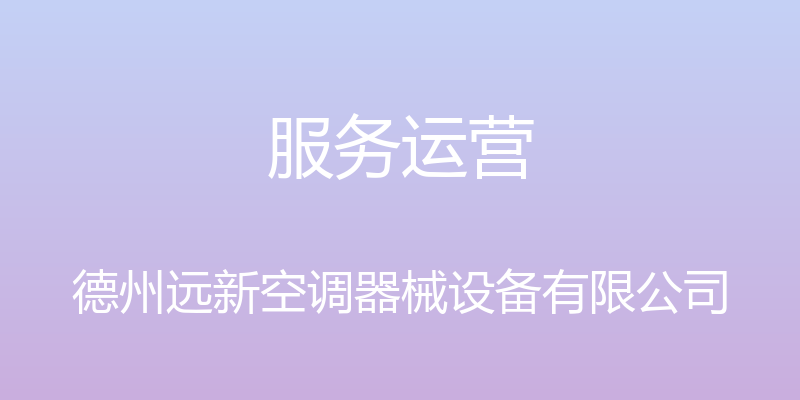 服务运营 - 德州远新空调器械设备有限公司